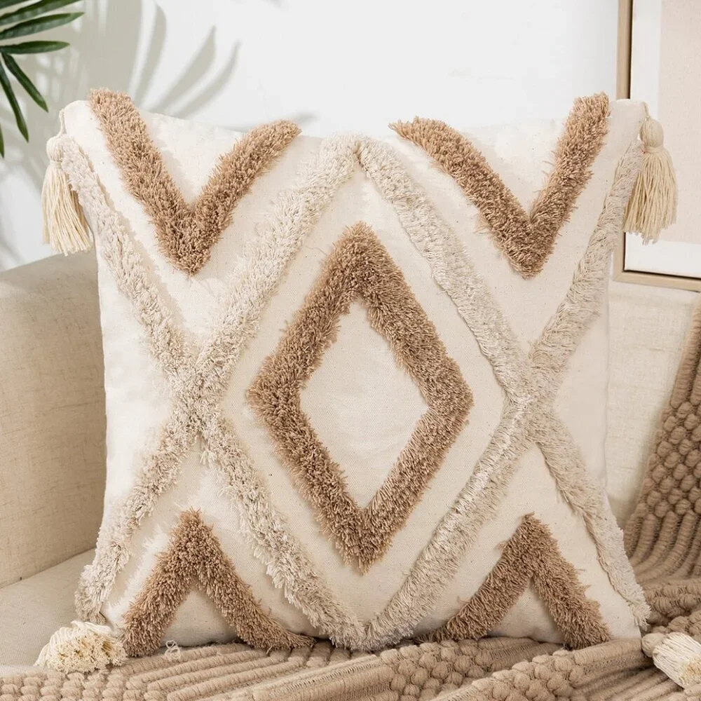 Multicolor Creative Soft Plush Tassel Throw Pillow Cover